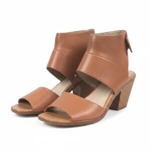 EILEEN FISHER Arts Ankle Cuff Leather Sandals Sz 10 Brown Stylish City Soft NWOB